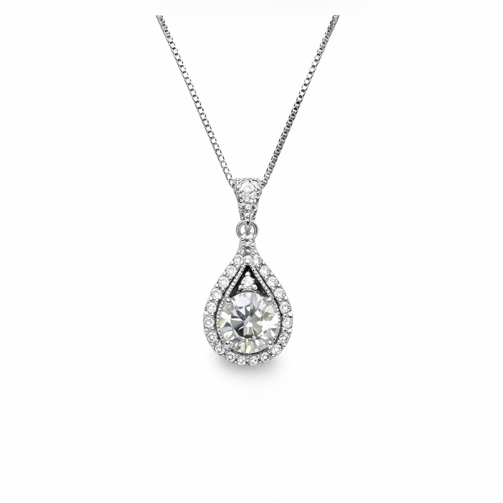 Silver Teardrop Moissanite Diamond Pendant